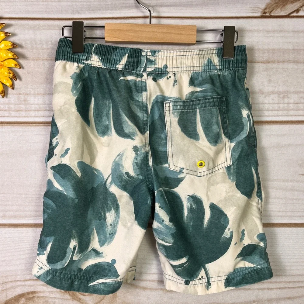 Tea Collection Boys 6 Teal Tropical Palm Swim Swimsuit‎ Trunks Board Shorts
